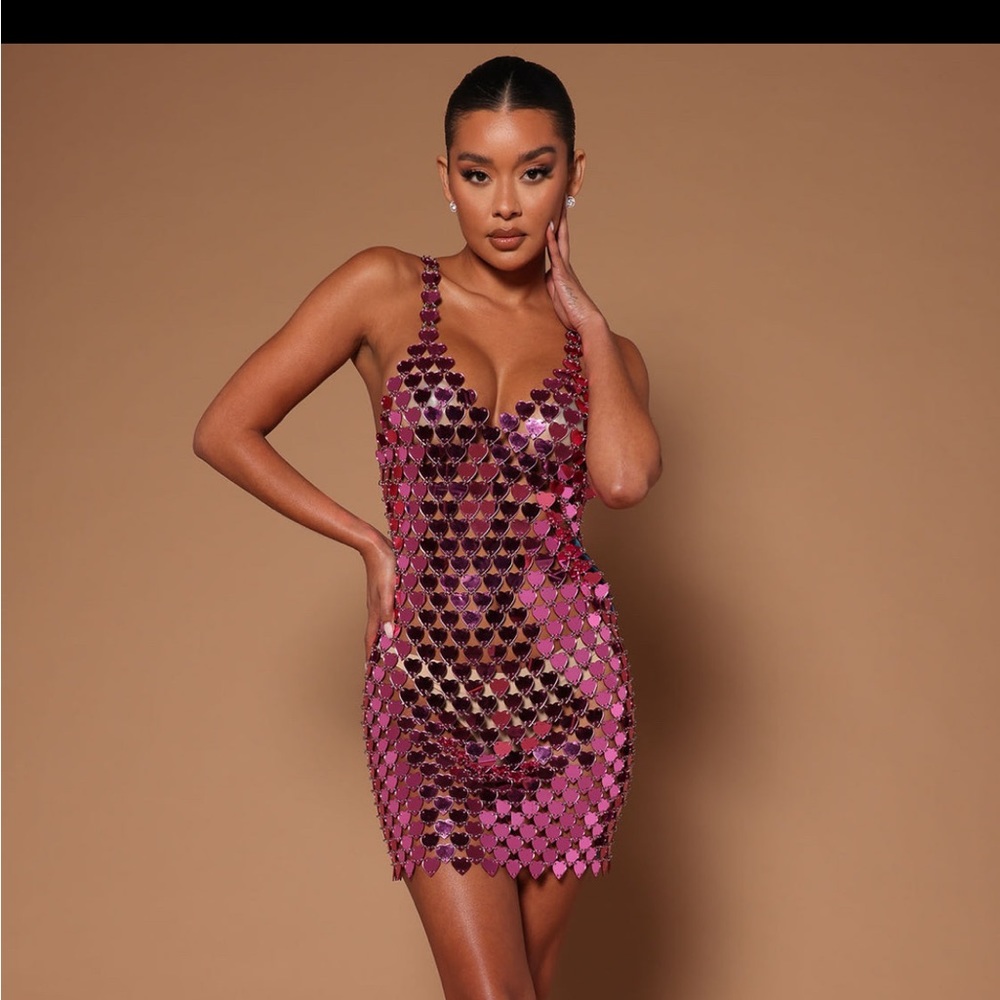 NWT Fashion Nova Mirror Hearts Mini Dress